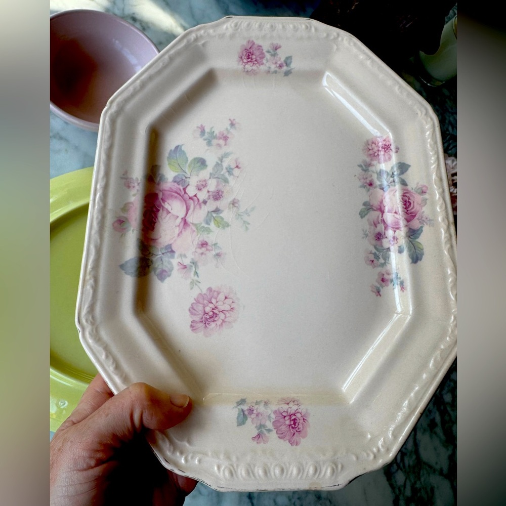 Vintage floral serving platter